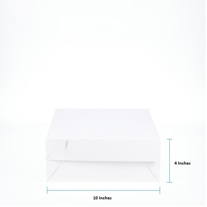 BOXXD™ CakeBoxes 10” x 10” x 4” Low Height Cake Dessert Box with Top Cover - Gloss White