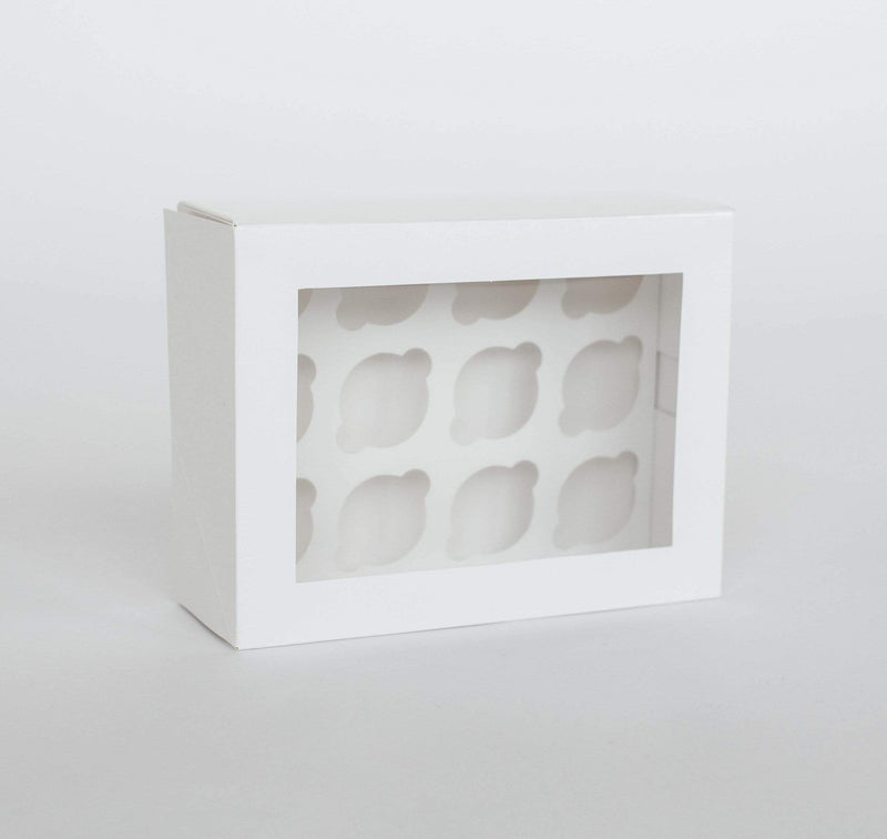 BOXXD™ CupcakeBoxes 12 Mini Cupcake Boxes with Clear Window - Gloss White