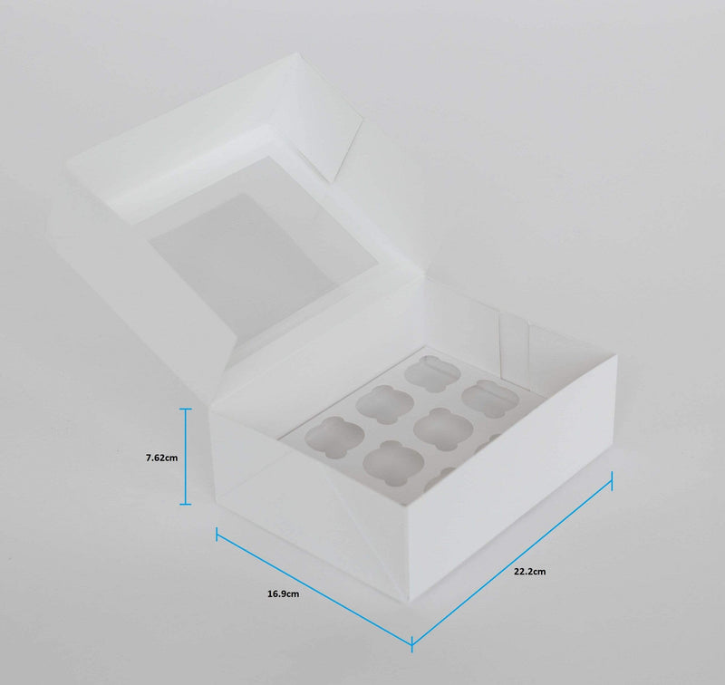 BOXXD™ CupcakeBoxes 12 Mini Cupcake Boxes with Clear Window - Gloss White