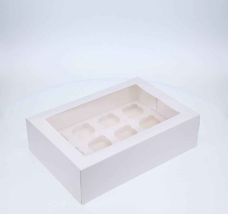 BOXXD™ CupcakeBoxes 12 Regular Tall Cupcake Boxes with Clear Window - Gloss White