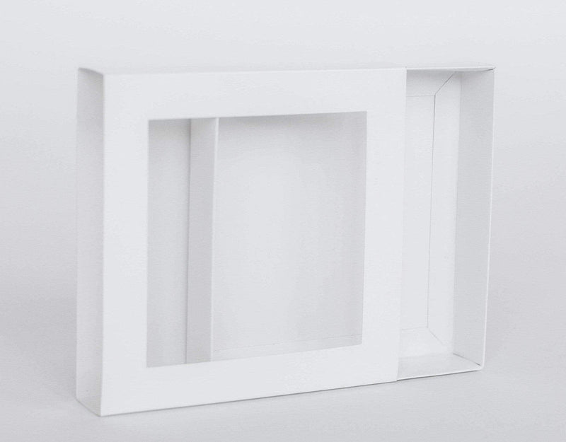 BOXXD™ CookieBoxes 15.5 x 15.5 x 3cm Small Cookie Dessert Box with Slide Cover & Clear Window - Gloss White