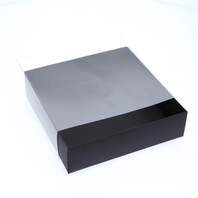 BOXXD™ CookieBoxes 18 x 18 x 5cm Medium Cookie Dessert Box with Clear Slide Cover - Black Designer Range