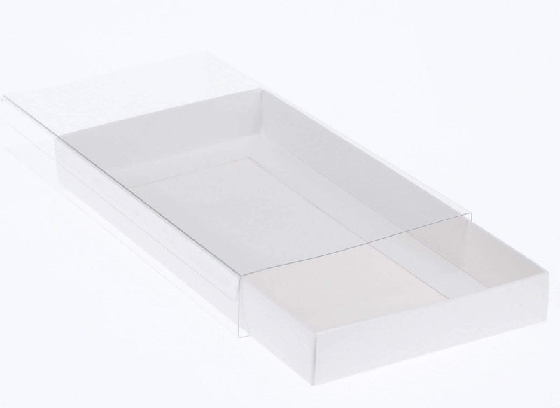 BOXXD™ CookieBoxes 18 x 9 x 2cm Twin Cookie Dessert Box with Clear Slide Cover - Gloss White