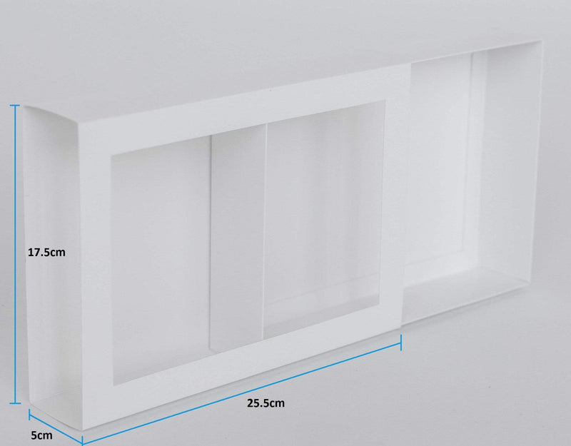 BOXXD™ CookieBoxes 25.5 x 17.5 x 5cm Large Cookie Dessert Box with Slide Cover & Clear Window - Gloss White