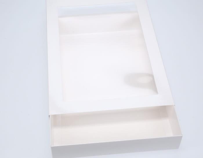 BOXXD™ CookieBoxes 32 x 23 x 5cm X-Large Cookie Dessert Box with Slide Cover & Clear Window - Gloss White