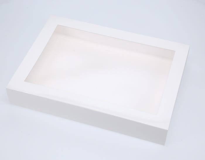 BOXXD™ CookieBoxes 32 x 23 x 5cm X-Large Cookie Dessert Box with Slide Cover & Clear Window - Gloss White