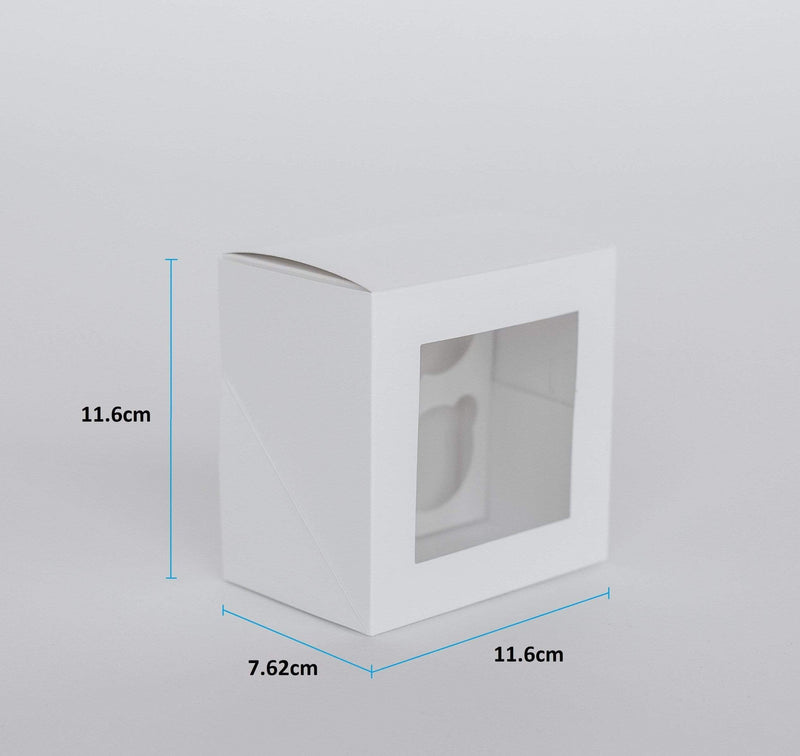 BOXXD™ CupcakeBoxes 4 Mini Cupcake Boxes with Clear Window - Gloss White