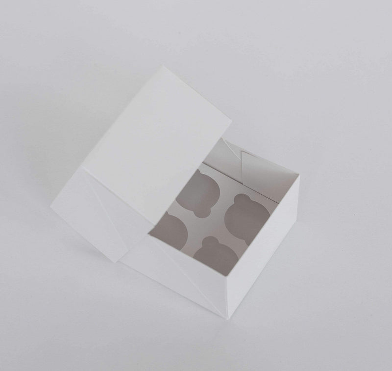 BOXXD™ CupcakeBoxes 4 Mini Cupcake Boxes with Clear Window - Gloss White