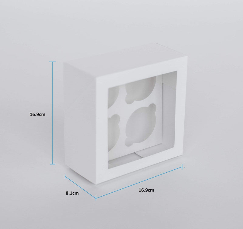 BOXXD™ CupcakeBoxes 4 Regular Cupcake Boxes with Clear Window - Gloss White