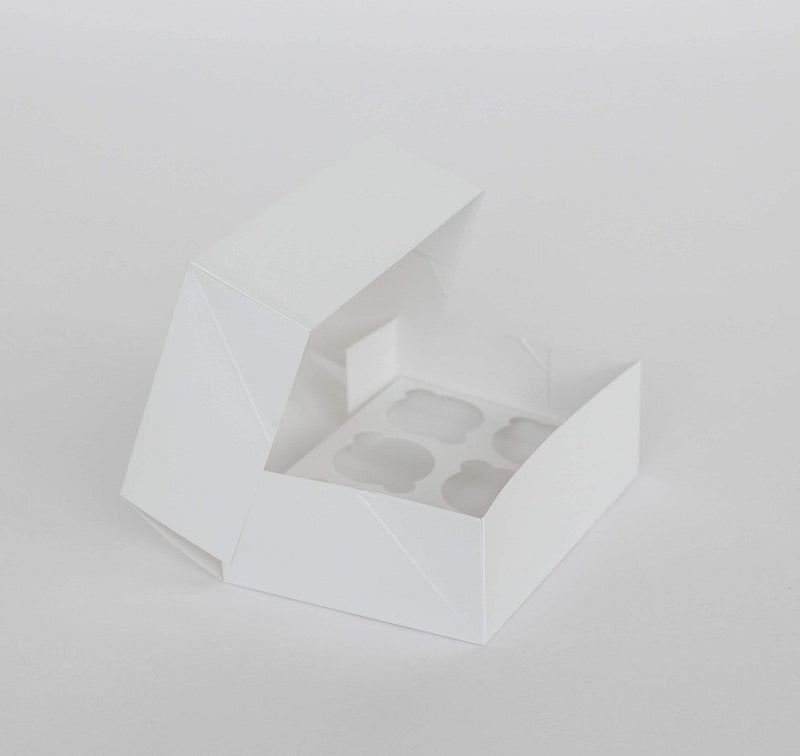 BOXXD™ CupcakeBoxes 6 Regular Cupcake Boxes with Clear Window - Gloss White