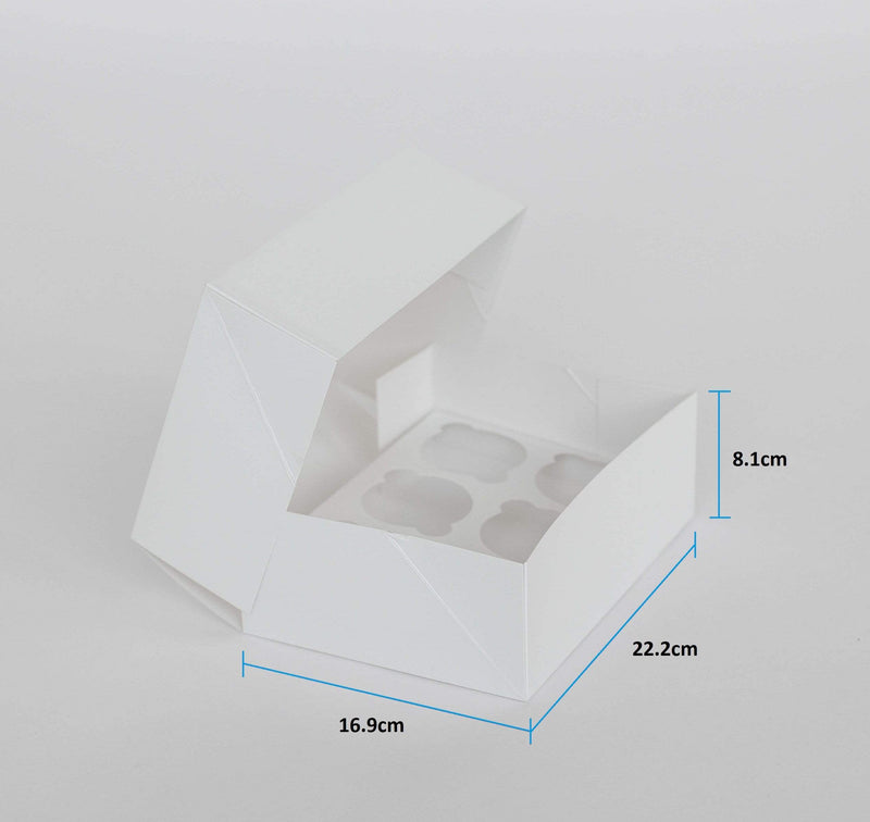 BOXXD™ CupcakeBoxes 6 Regular Cupcake Boxes with Clear Window - Gloss White