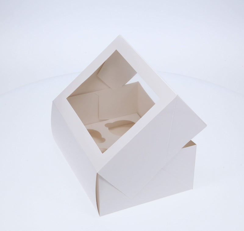 BOXXD™ CupcakeBoxes 6 Regular Tall Cupcake Boxes with Clear Window - Gloss White
