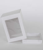 8” x 8” x 14” Tall Height Cake Box with Front Clear Window - Gloss White