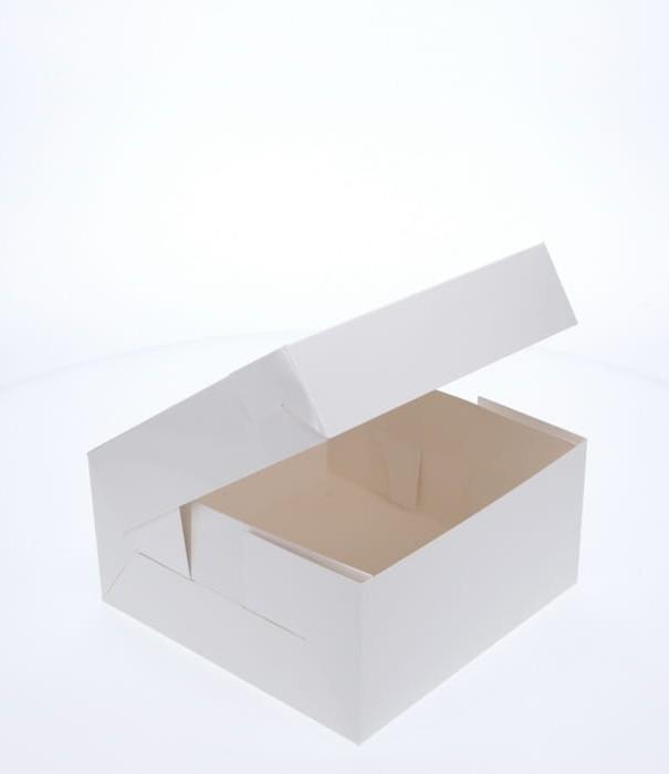 BOXXD™ CakeBoxes 8” x 8” x 4” Low Height Cake Dessert Box with Top Cover - Gloss White