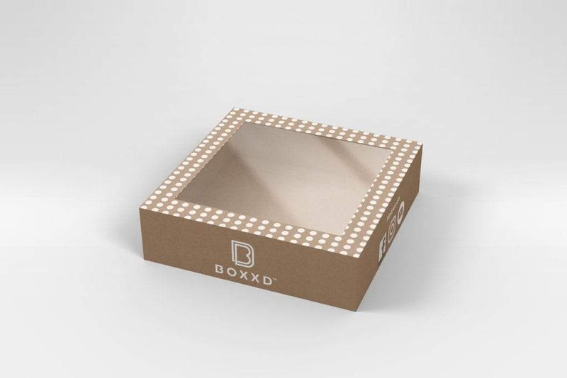 BOXXD™ CookieDessertBox Custom Printed 18 x 18 x 5cm Medium Cookie Biscuit Box with Slide Cover & Clear Window