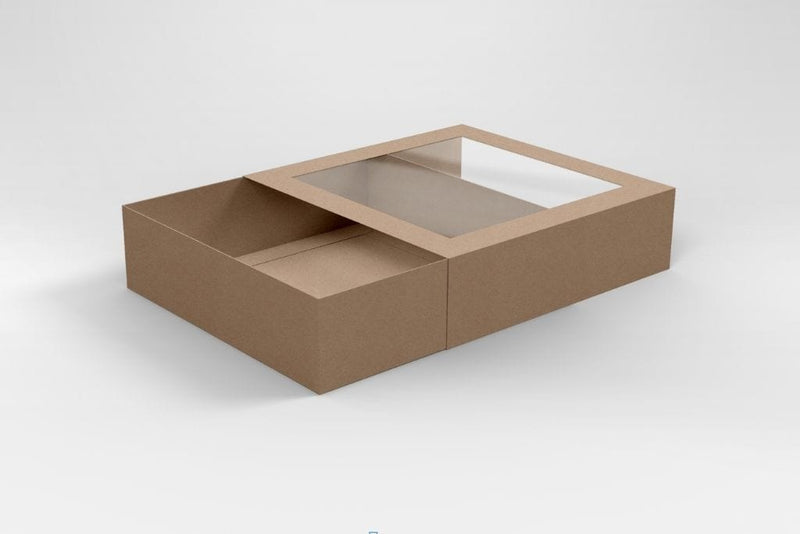 BOXXD™ CookieDessertBox Custom Printed 18 x 18 x 5cm Medium Cookie Biscuit Box with Slide Cover & Clear Window